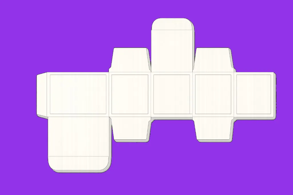 Flat packaging dieline template for a custom folding carton