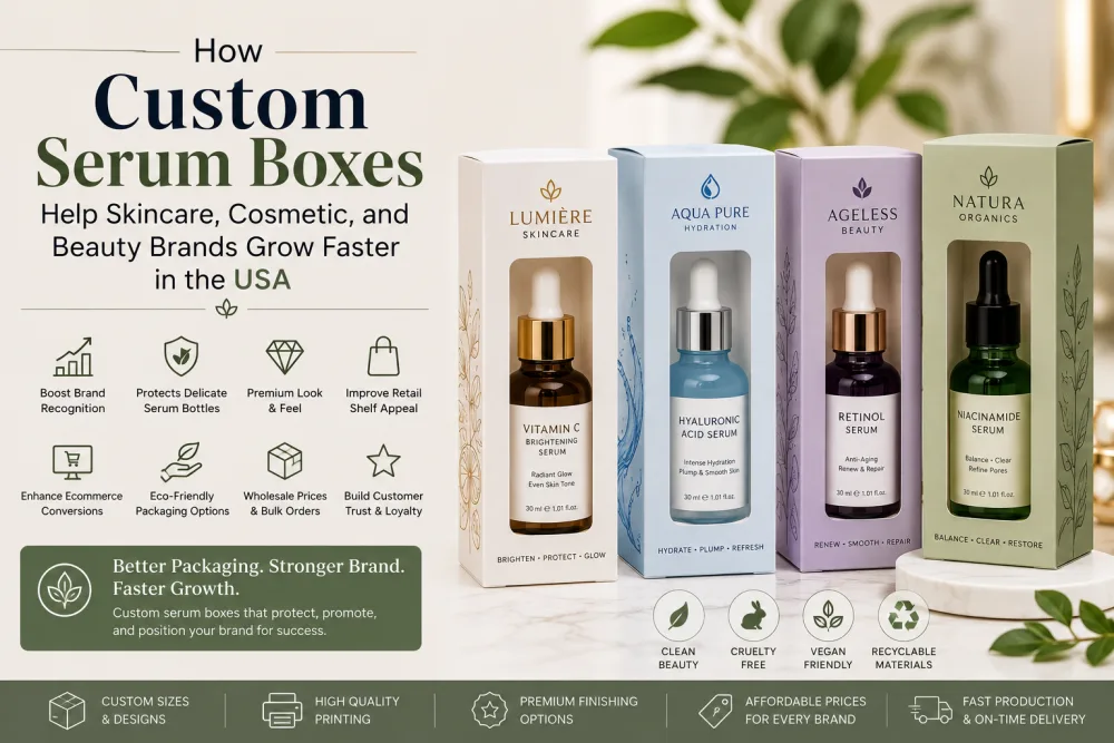 How Custom Serum Boxes Help Skincare, Cosmetic, and Beauty Brands Grow Faster in the USA