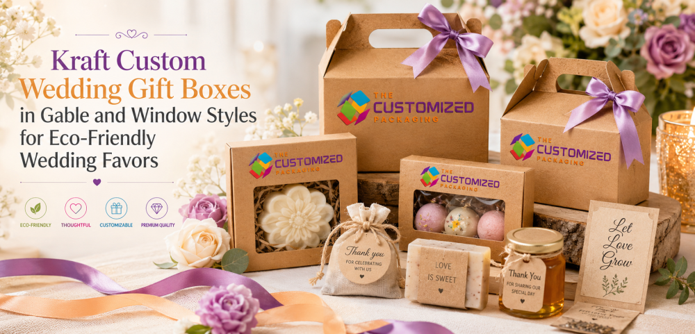 Kraft Custom Wedding Gift Boxes in Gable and Window Styles for Eco-Friendly Wedding Favors