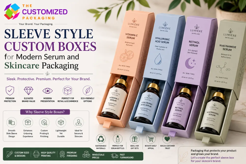 Sleeve Style Custom Boxes for Modern Serum and Skincare Packaging