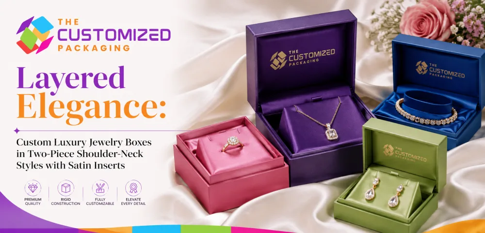 Layered Elegance: Custom Luxury Jewelry Boxes in Two-Piece Shoulder-Neck Styles with Satin Inserts