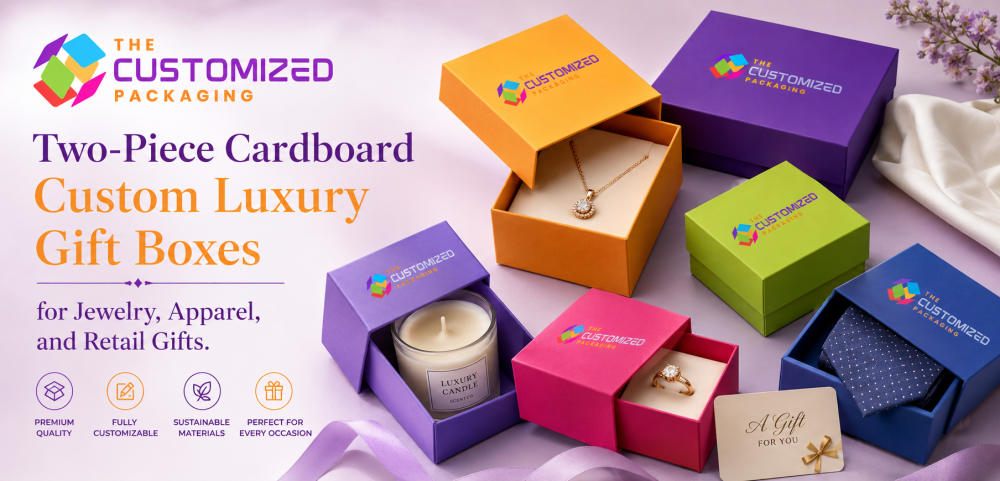 Two-Piece Cardboard Custom Luxury Gift Boxes for Jewelry, Apparel, and Retail Gifts