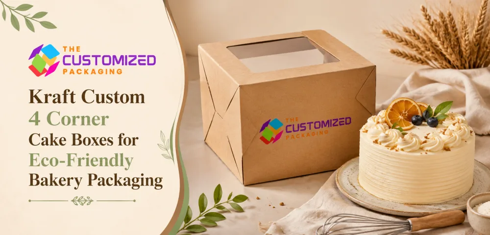 Kraft Custom 4 Corner Cake Boxes for Eco-Friendly Bakery Packaging