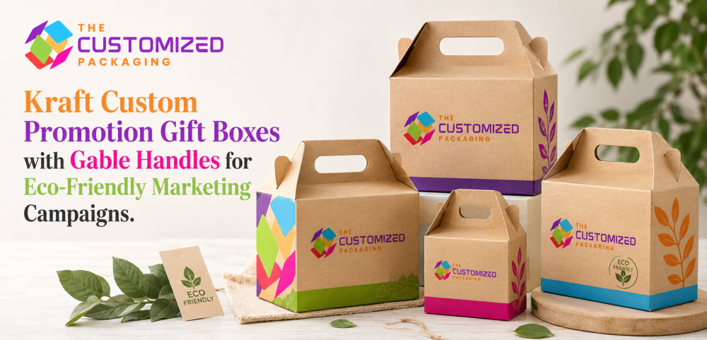 Kraft Custom Promotion Gift Boxes with Gable Handles for Eco-Friendly Marketing Campaigns