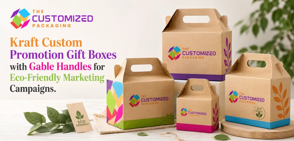 Kraft Custom Promotion Gift Boxes with Gable Handles for Eco-Friendly Marketing Campaigns