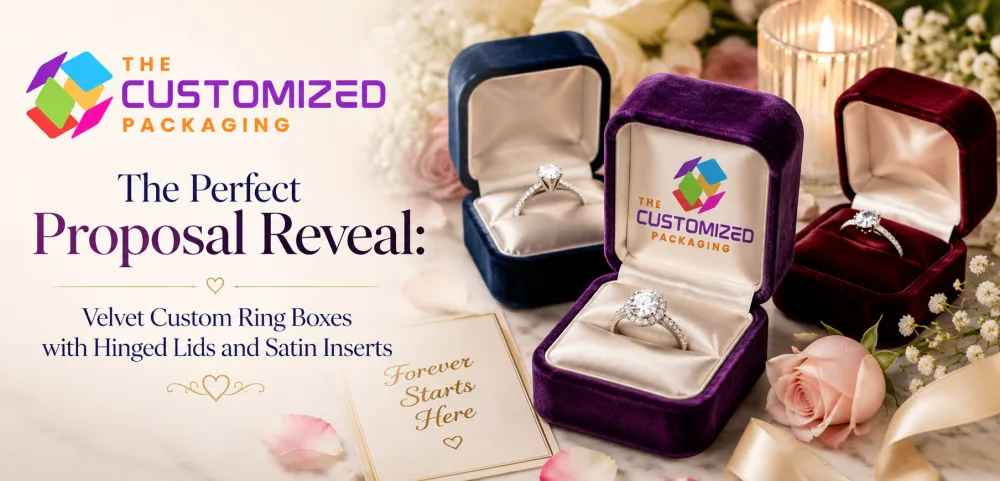 The Perfect Proposal Reveal: Velvet Custom Ring Boxes with Hinged Lids and Satin Inserts