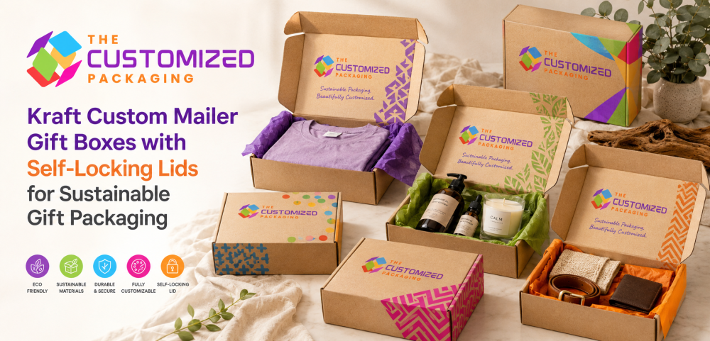 Kraft Custom Mailer Gift Boxes with Self-Locking Lids for Sustainable Gift Packaging