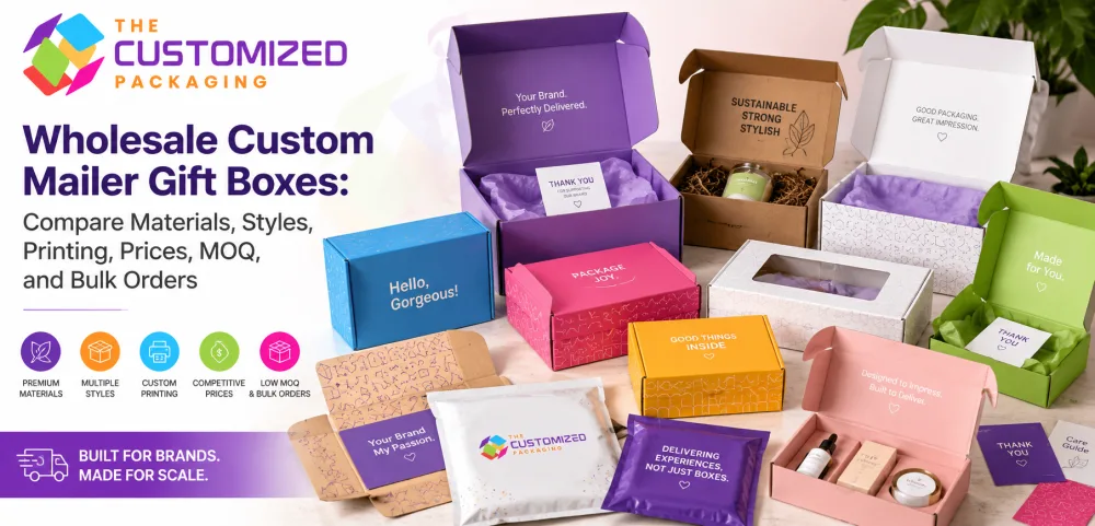 Wholesale Custom Mailer Gift Boxes: Compare Materials, Styles, Printing, Prices, MOQ, and Bulk Orders