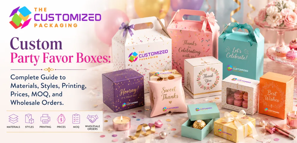 Custom Party Favor Boxes: Complete Guide to Materials, Styles, Printing, Prices, MOQ, and Wholesale Orders