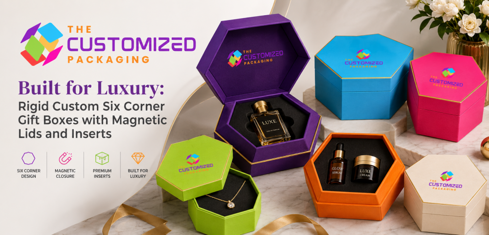 Built for Luxury: Rigid Custom Six Corner Gift Boxes with Magnetic Lids and Inserts