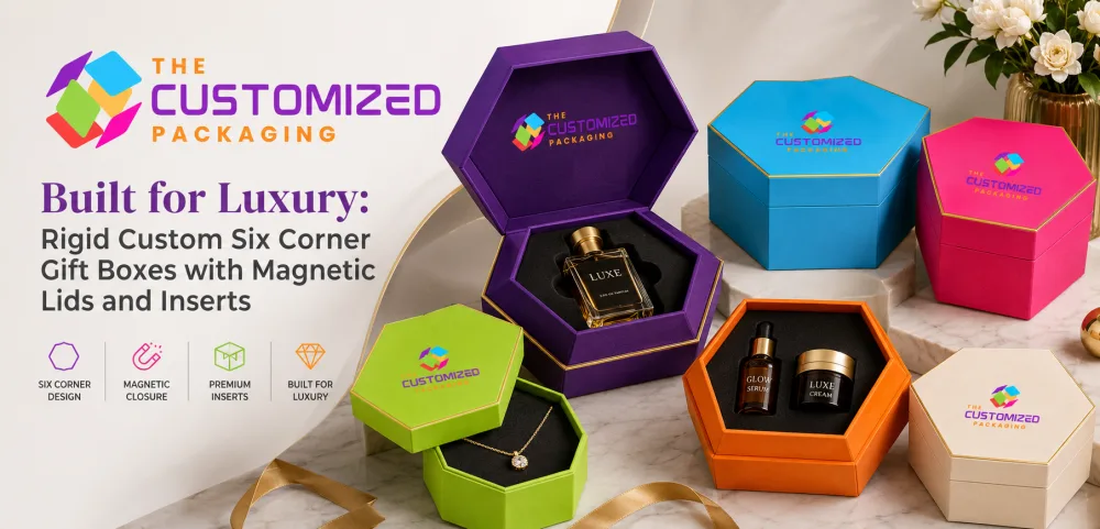 Built for Luxury: Rigid Custom Six Corner Gift Boxes with Magnetic Lids and Inserts
