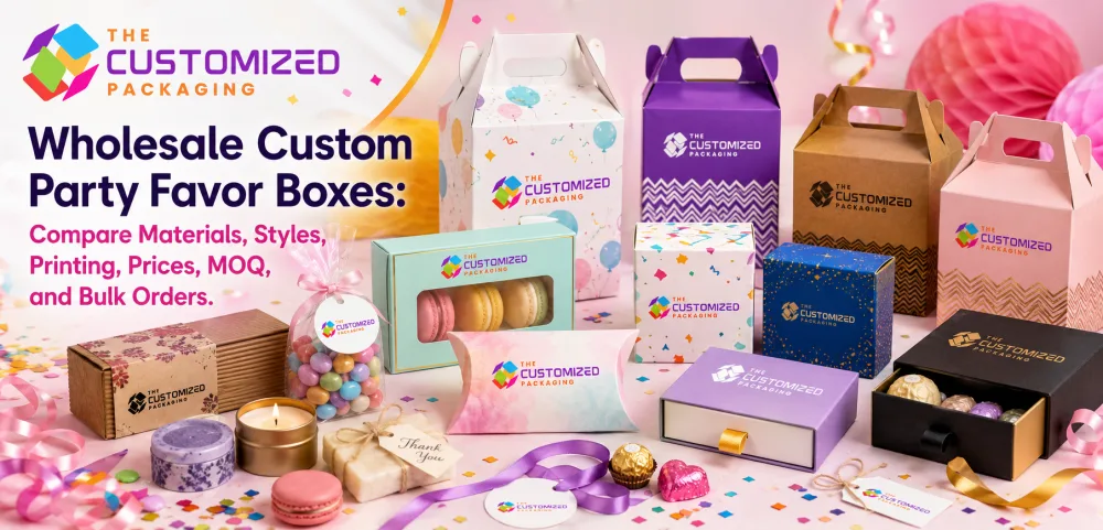 Wholesale Custom Party Favor Boxes: Compare Materials, Styles, Printing, Prices, MOQ, and Bulk Orders