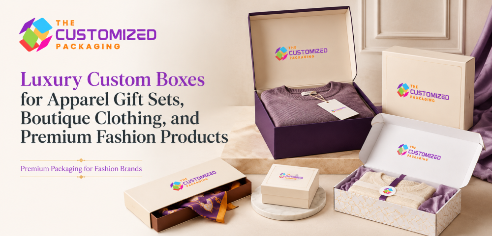 Luxury Custom Boxes for Apparel Gift Sets, Boutique Clothing, and Premium Fashion Products
