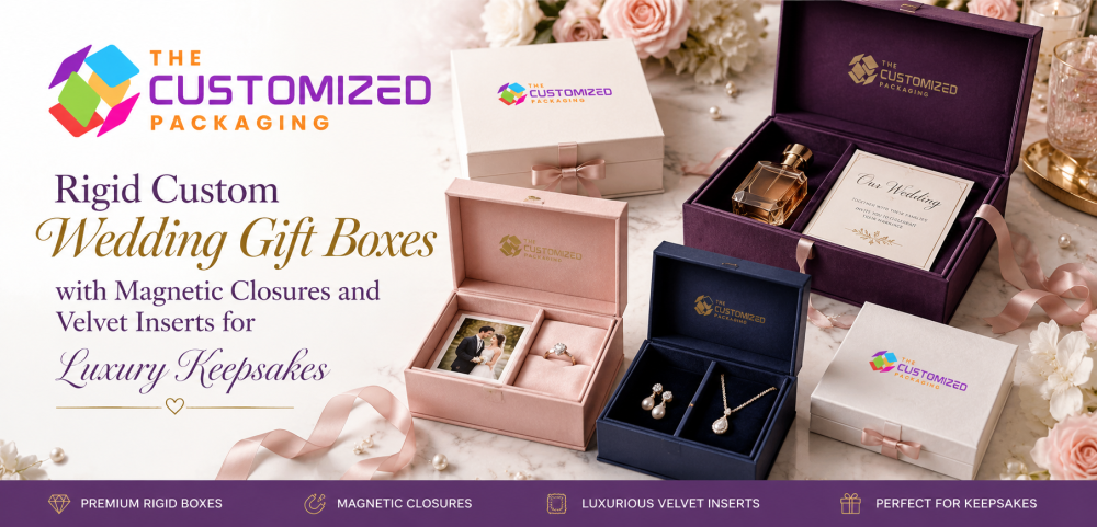 Rigid Custom Wedding Gift Boxes with Magnetic Closures and Velvet Inserts for Luxury Keepsakes