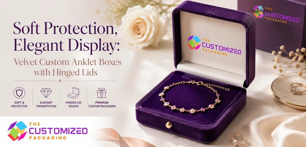 Soft Protection, Elegant Display: Velvet Custom Anklet Boxes with Hinged Lids