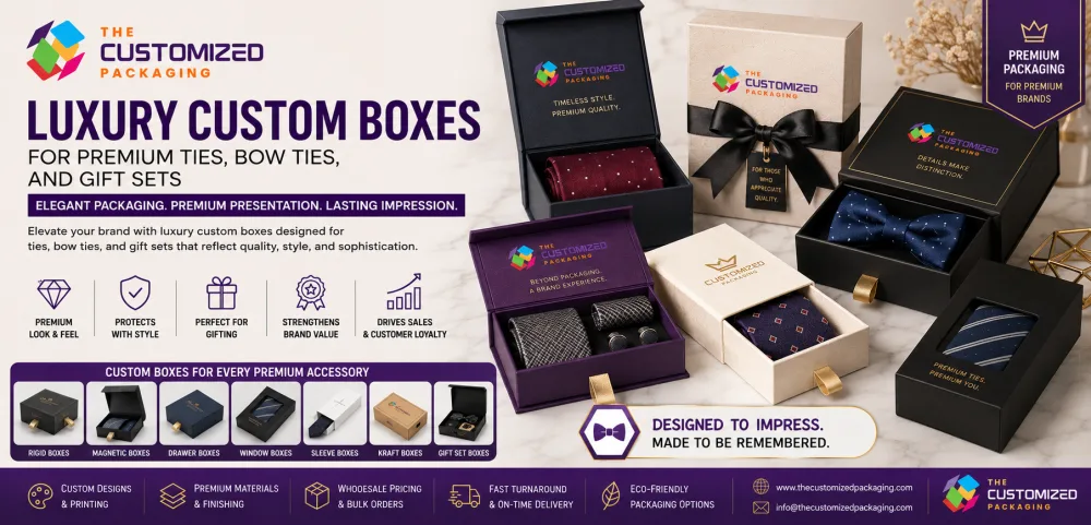 Luxury Custom Boxes for Premium Ties, Bow Ties, and Gift Sets