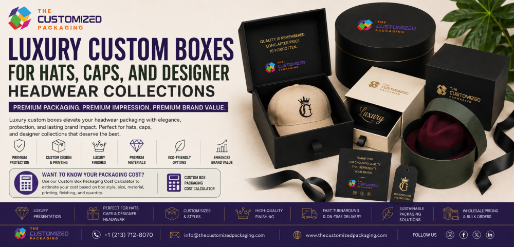 Luxury Custom Boxes for Hats, Caps, and Designer Headwear Collections