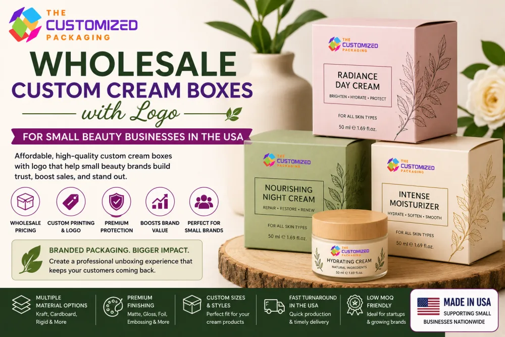 Wholesale Custom Cream Boxes with Logo for Small Beauty Businesses in the USA