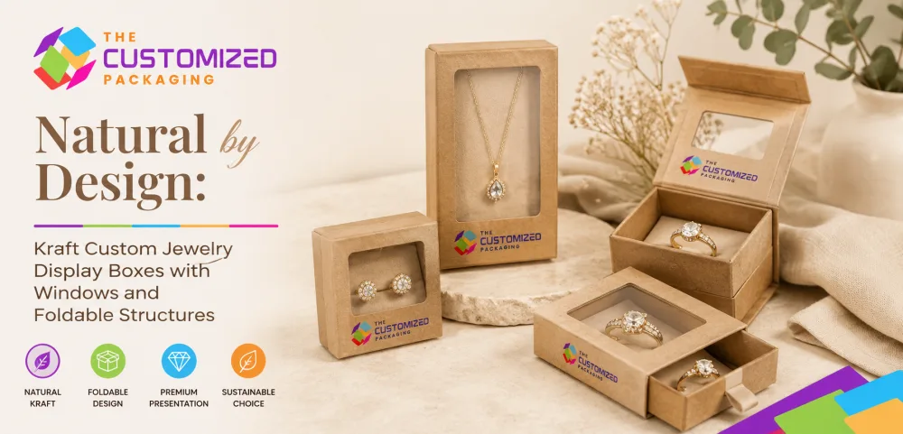 Natural by Design: Kraft Custom Jewelry Display Boxes with Windows and Foldable Structures