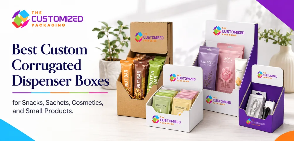 Best Custom Corrugated Dispenser Boxes for Snacks, Sachets, Cosmetics, and Small Products
