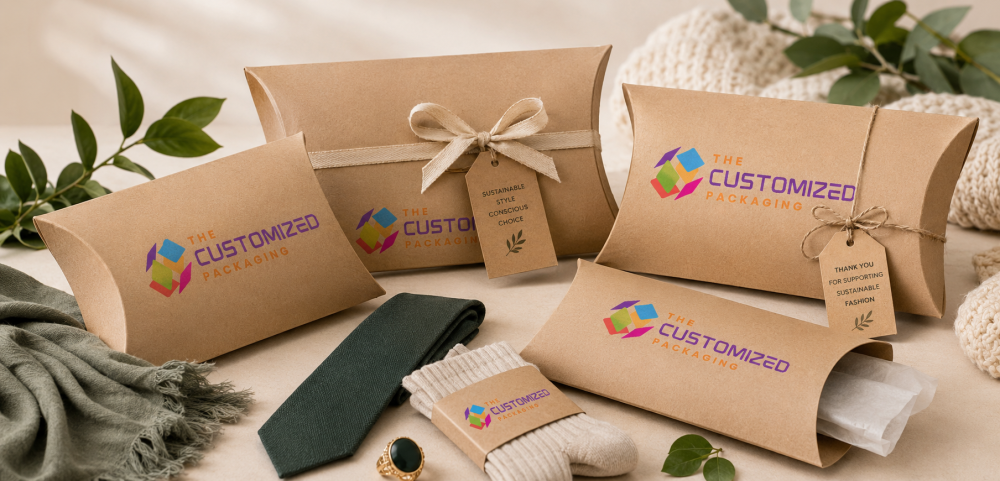 Kraft Custom Pillow Boxes for Sustainable Apparel and Fashion Brands